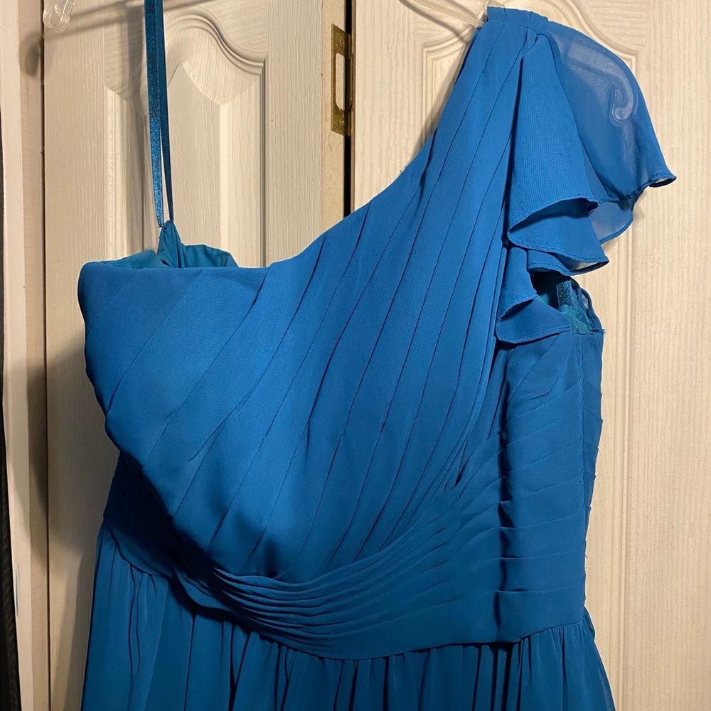 Teal one shoulder dress